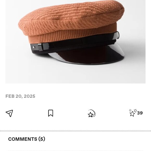 Prada Accessories - 100% Authentic PRADA Conductor's hat Limited Ed. Low price$ on Google!